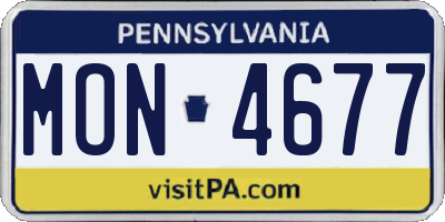 PA license plate MON4677