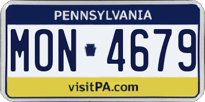 PA license plate MON4679