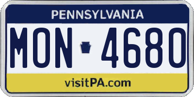 PA license plate MON4680
