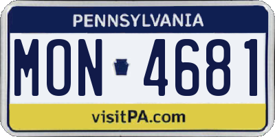 PA license plate MON4681