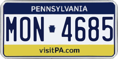 PA license plate MON4685
