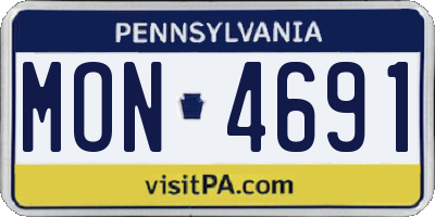 PA license plate MON4691