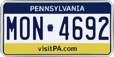 PA license plate MON4692