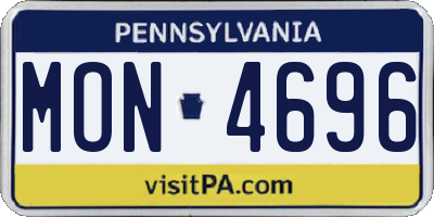 PA license plate MON4696