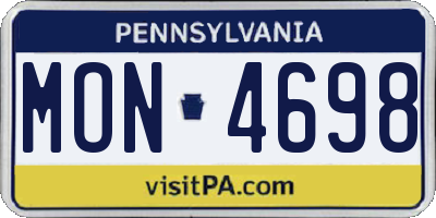 PA license plate MON4698