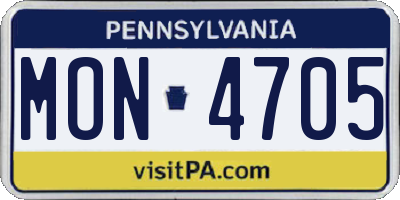 PA license plate MON4705