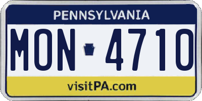 PA license plate MON4710