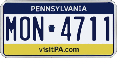 PA license plate MON4711