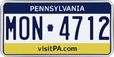 PA license plate MON4712
