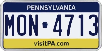 PA license plate MON4713