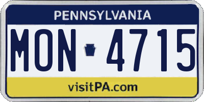 PA license plate MON4715