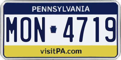 PA license plate MON4719