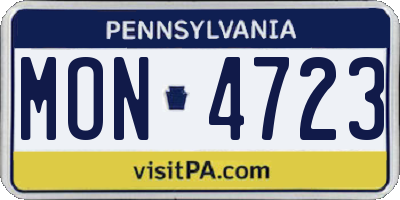 PA license plate MON4723