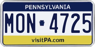 PA license plate MON4725