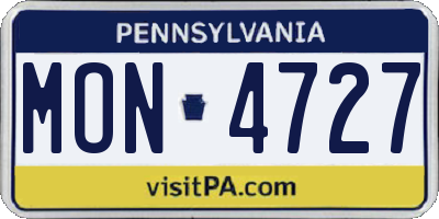 PA license plate MON4727