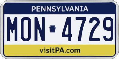 PA license plate MON4729