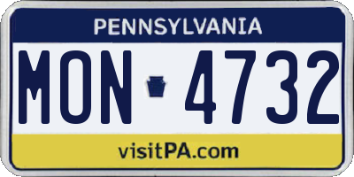 PA license plate MON4732