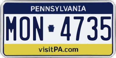 PA license plate MON4735