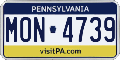 PA license plate MON4739