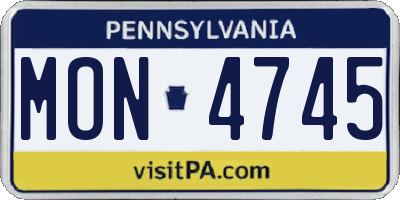 PA license plate MON4745