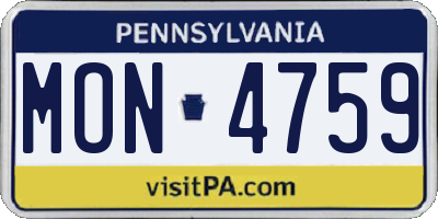 PA license plate MON4759