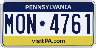 PA license plate MON4761