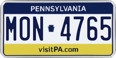 PA license plate MON4765