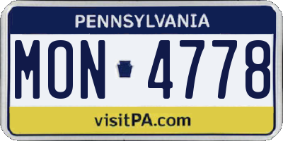 PA license plate MON4778