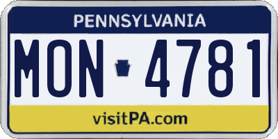PA license plate MON4781