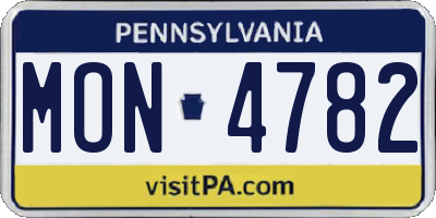 PA license plate MON4782