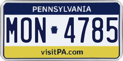 PA license plate MON4785