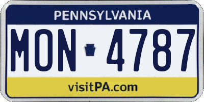 PA license plate MON4787