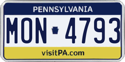 PA license plate MON4793