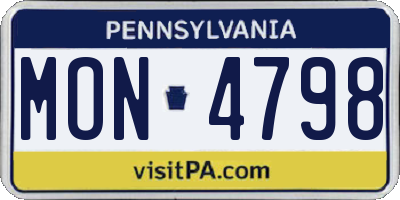 PA license plate MON4798