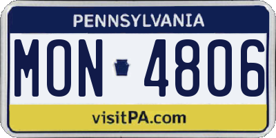 PA license plate MON4806
