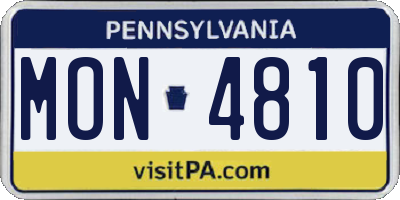 PA license plate MON4810