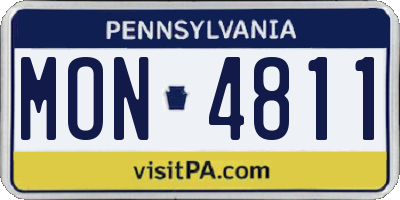 PA license plate MON4811
