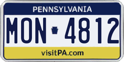PA license plate MON4812