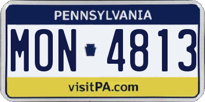 PA license plate MON4813