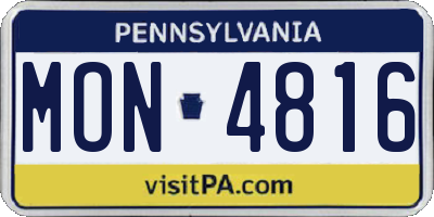 PA license plate MON4816