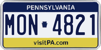 PA license plate MON4821