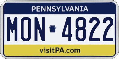 PA license plate MON4822
