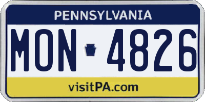 PA license plate MON4826