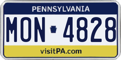 PA license plate MON4828