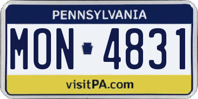 PA license plate MON4831