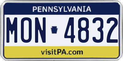 PA license plate MON4832