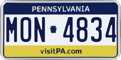 PA license plate MON4834