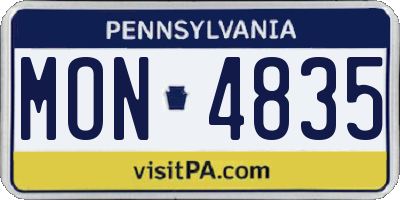 PA license plate MON4835
