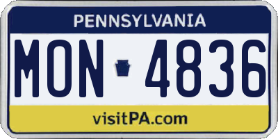 PA license plate MON4836