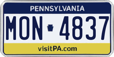 PA license plate MON4837
